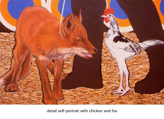 detail self portrait with chicken and fox